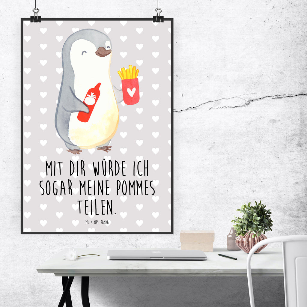 Poster Pinguin Pommes Valentinstag, Geschenk für Frauen, Liebesgeschenk, Jahrestag, Hochzeitstag, Mitbringsel, Geschenk für Freundin, Geschenk für Partner, Freund, Liebesbeweis, für Männer, für Ehemann Poster, Wandposter, Bild, Wanddeko, Küchenposter, Kinderposter, Wanddeko Bild, Raumdekoration, Wanddekoration, Handgemaltes Poster, Mr. & Mrs. Panda Poster, Designposter, Kunstdruck, Posterdruck  Liebe,  Partner, Freund, Freundin, Ehemann, Ehefrau, Heiraten, Verlobung, Heiratsantrag, Liebesgeschenk, Jahrestag, Hocheitstag