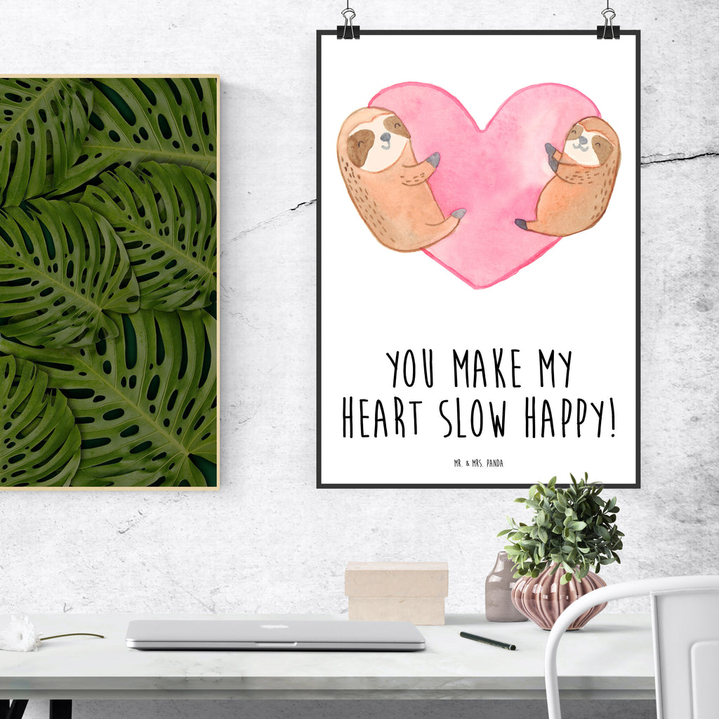 Poster Faultiere Herz Valentinstag, Geschenk für Frauen, Liebesgeschenk, Jahrestag, Hochzeitstag, Mitbringsel, Geschenk für Freundin, Geschenk für Partner, Freund, Liebesbeweis, für Männer, für Ehemann Poster, Wandposter, Bild, Wanddeko, Küchenposter, Kinderposter, Wanddeko Bild, Raumdekoration, Wanddekoration, Handgemaltes Poster, Mr. & Mrs. Panda Poster, Designposter, Kunstdruck, Posterdruck  Liebe,  Partner, Freund, Freundin, Ehemann, Ehefrau, Heiraten, Verlobung, Heiratsantrag, Liebesgeschenk, Jahrestag, Hocheitstag