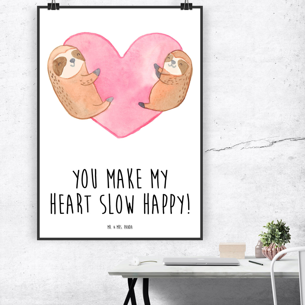 Poster Faultiere Herz Valentinstag, Geschenk für Frauen, Liebesgeschenk, Jahrestag, Hochzeitstag, Mitbringsel, Geschenk für Freundin, Geschenk für Partner, Freund, Liebesbeweis, für Männer, für Ehemann Poster, Wandposter, Bild, Wanddeko, Küchenposter, Kinderposter, Wanddeko Bild, Raumdekoration, Wanddekoration, Handgemaltes Poster, Mr. & Mrs. Panda Poster, Designposter, Kunstdruck, Posterdruck  Liebe,  Partner, Freund, Freundin, Ehemann, Ehefrau, Heiraten, Verlobung, Heiratsantrag, Liebesgeschenk, Jahrestag, Hocheitstag