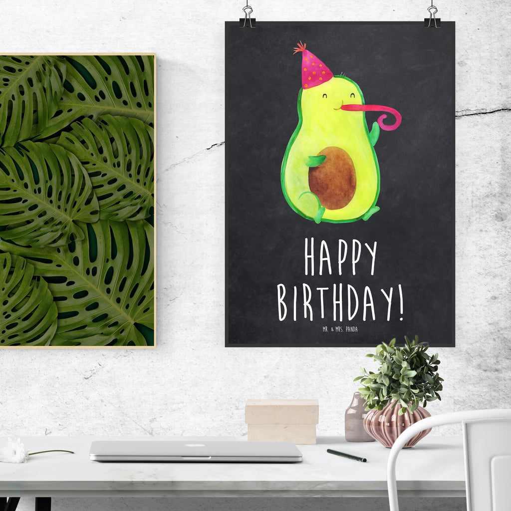 Poster Avocado Birthday Poster, Wandposter, Bild, Wanddeko, Küchenposter, Kinderposter, Wanddeko Bild, Raumdekoration, Wanddekoration, Handgemaltes Poster, Mr. & Mrs. Panda Poster, Designposter, Kunstdruck, Posterdruck, Avocado, Veggie, Vegan, Gesund