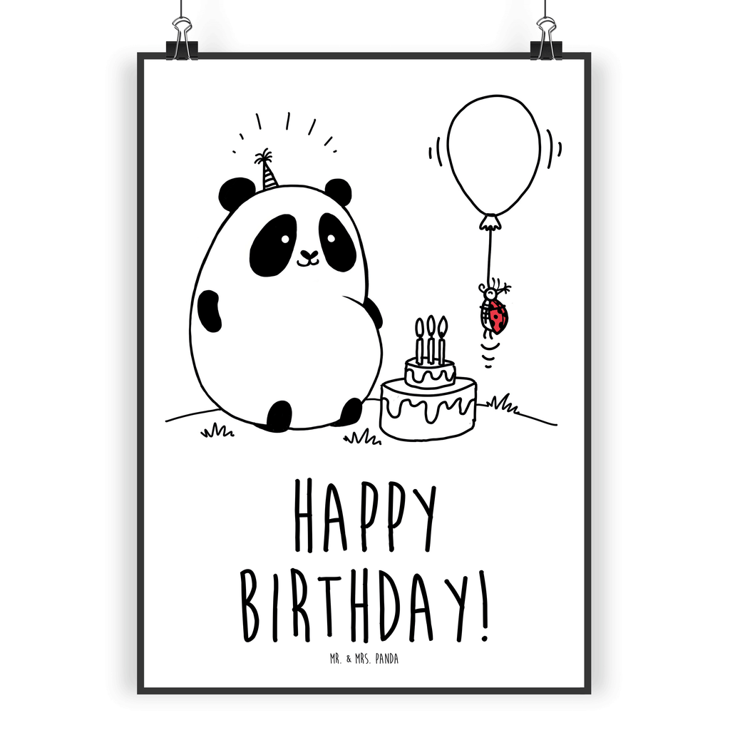 Poster Easy & Peasy Happy Birthday  Poster, Wandposter, Bild, Wanddeko, Küchenposter, Kinderposter, Wanddeko Bild, Raumdekoration, Wanddekoration, Handgemaltes Poster, Mr. & Mrs. Panda Poster, Designposter, Kunstdruck, Posterdruck  