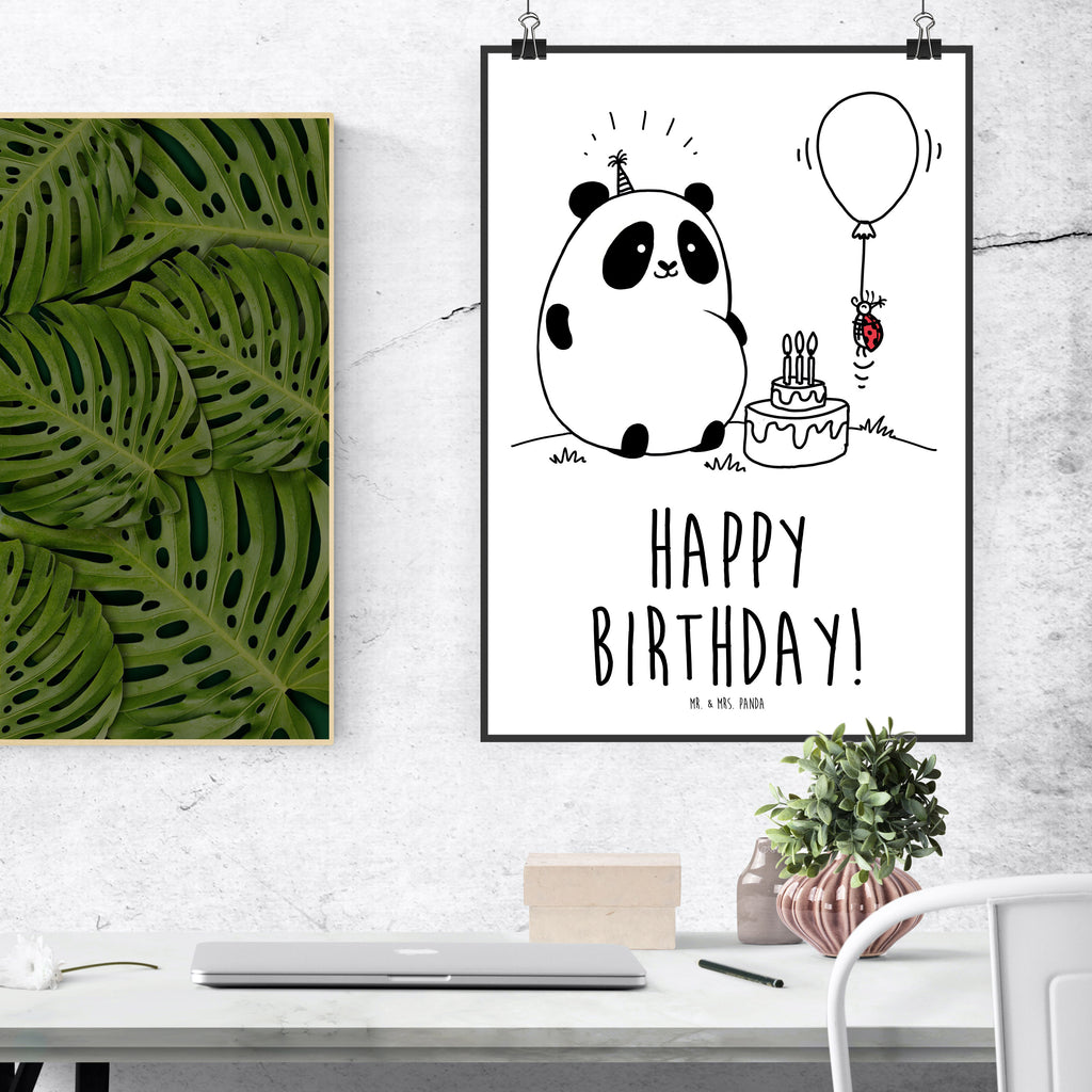Poster Easy & Peasy Happy Birthday  Poster, Wandposter, Bild, Wanddeko, Küchenposter, Kinderposter, Wanddeko Bild, Raumdekoration, Wanddekoration, Handgemaltes Poster, Mr. & Mrs. Panda Poster, Designposter, Kunstdruck, Posterdruck  