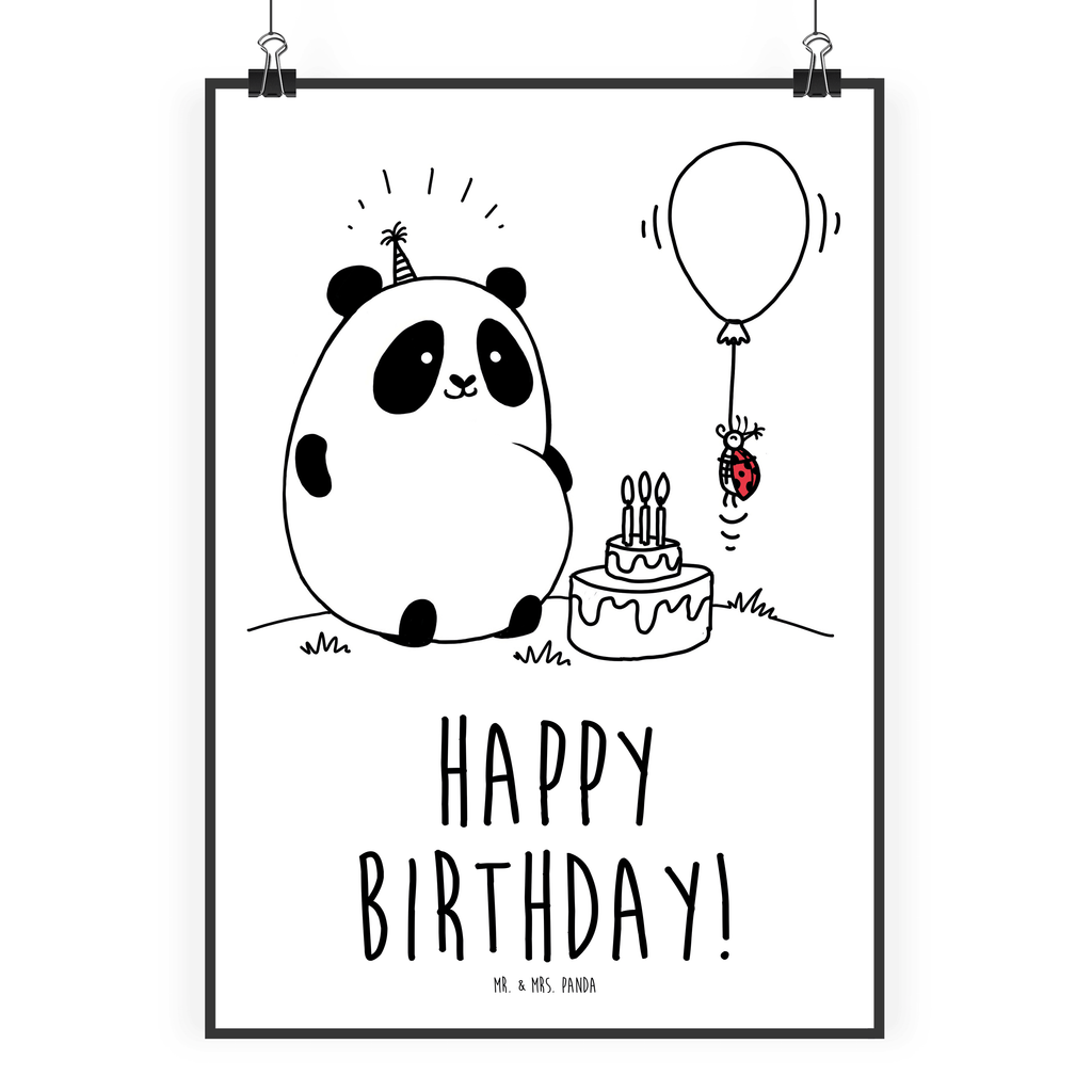 Poster Easy & Peasy Happy Birthday  Poster, Wandposter, Bild, Wanddeko, Küchenposter, Kinderposter, Wanddeko Bild, Raumdekoration, Wanddekoration, Handgemaltes Poster, Mr. & Mrs. Panda Poster, Designposter, Kunstdruck, Posterdruck  