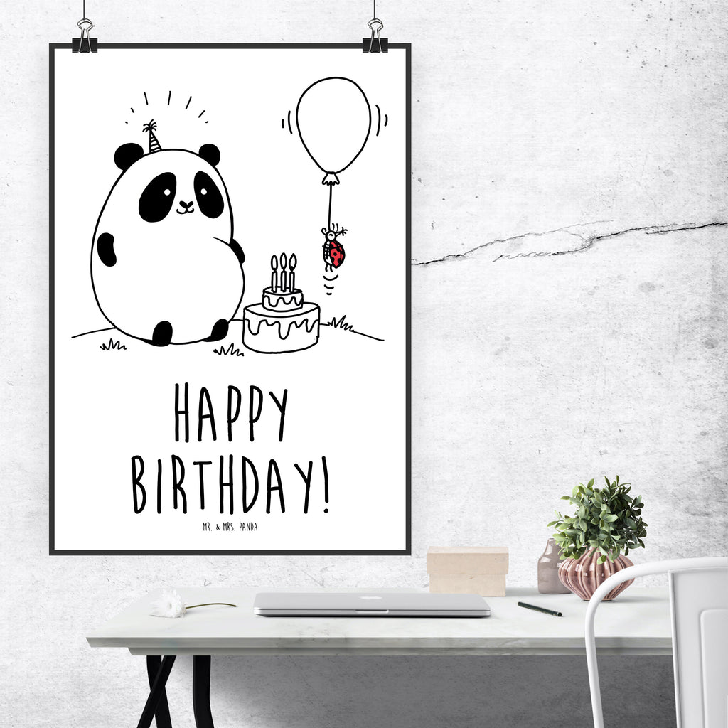 Poster Easy & Peasy Happy Birthday  Poster, Wandposter, Bild, Wanddeko, Küchenposter, Kinderposter, Wanddeko Bild, Raumdekoration, Wanddekoration, Handgemaltes Poster, Mr. & Mrs. Panda Poster, Designposter, Kunstdruck, Posterdruck  
