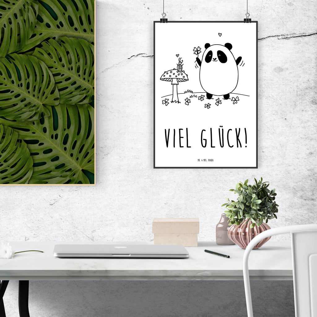 Poster Easy & Peasy Viel Glück  Poster, Wandposter, Bild, Wanddeko, Küchenposter, Kinderposter, Wanddeko Bild, Raumdekoration, Wanddekoration, Handgemaltes Poster, Mr. & Mrs. Panda Poster, Designposter, Kunstdruck, Posterdruck  