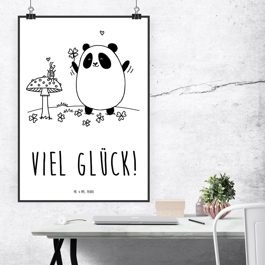 Poster Easy & Peasy Viel Glück  Poster, Wandposter, Bild, Wanddeko, Küchenposter, Kinderposter, Wanddeko Bild, Raumdekoration, Wanddekoration, Handgemaltes Poster, Mr. & Mrs. Panda Poster, Designposter, Kunstdruck, Posterdruck  