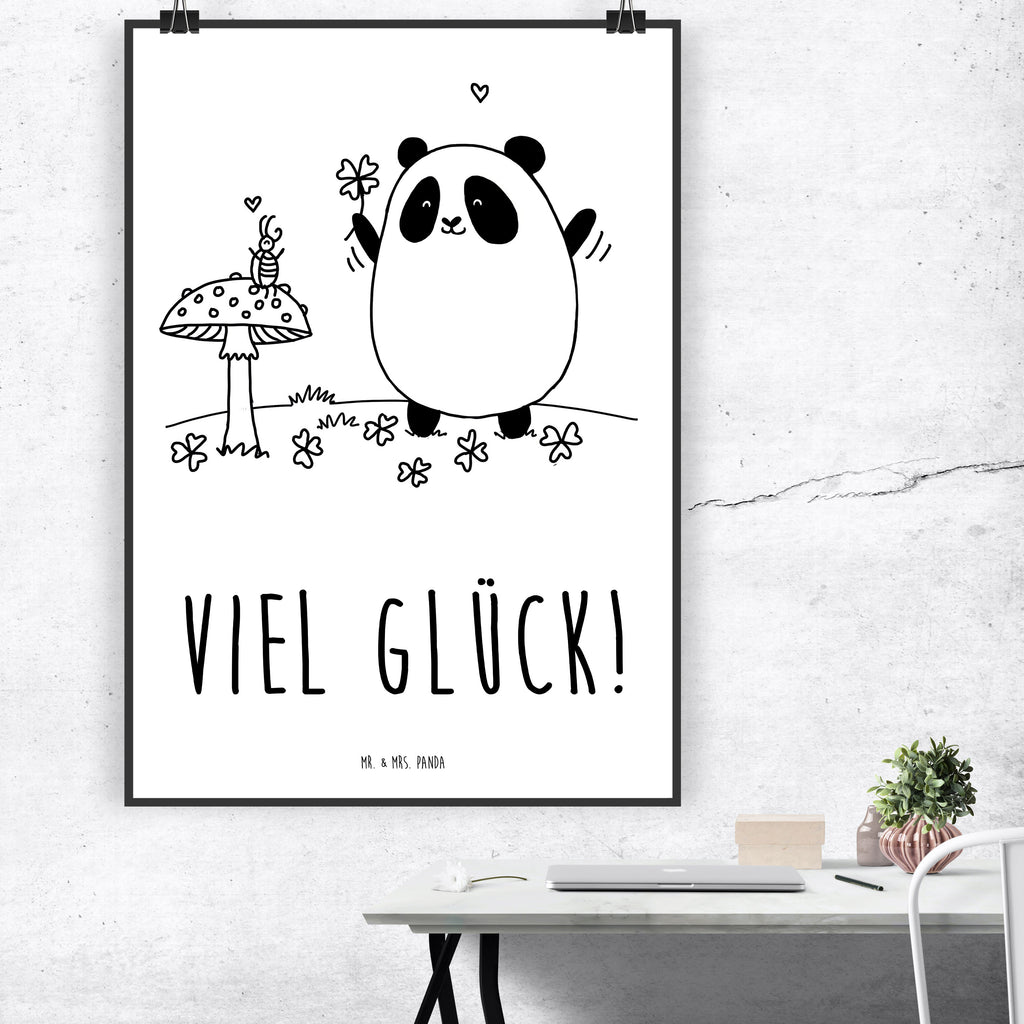 Poster Easy & Peasy Viel Glück  Poster, Wandposter, Bild, Wanddeko, Küchenposter, Kinderposter, Wanddeko Bild, Raumdekoration, Wanddekoration, Handgemaltes Poster, Mr. & Mrs. Panda Poster, Designposter, Kunstdruck, Posterdruck  