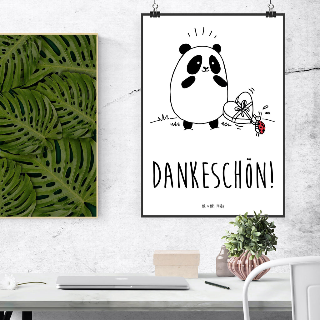 Poster Easy & Peasy Dankeschön  Poster, Wandposter, Bild, Wanddeko, Küchenposter, Kinderposter, Wanddeko Bild, Raumdekoration, Wanddekoration, Handgemaltes Poster, Mr. & Mrs. Panda Poster, Designposter, Kunstdruck, Posterdruck  
