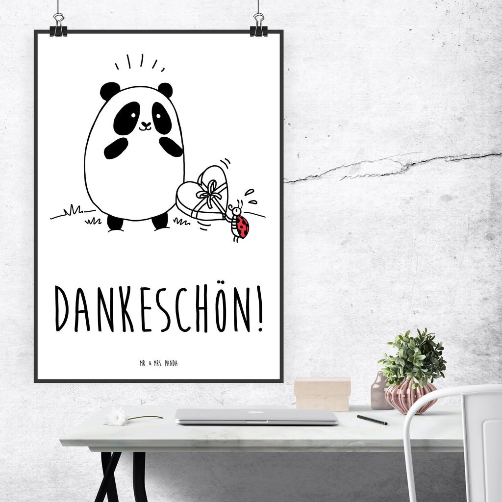 Poster Easy & Peasy Dankeschön  Poster, Wandposter, Bild, Wanddeko, Küchenposter, Kinderposter, Wanddeko Bild, Raumdekoration, Wanddekoration, Handgemaltes Poster, Mr. & Mrs. Panda Poster, Designposter, Kunstdruck, Posterdruck  