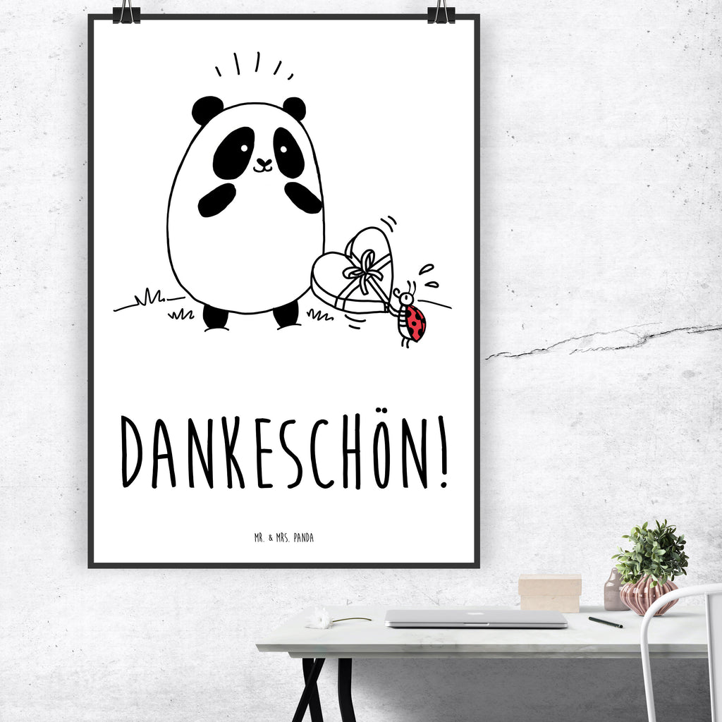 Poster Easy & Peasy Dankeschön  Poster, Wandposter, Bild, Wanddeko, Küchenposter, Kinderposter, Wanddeko Bild, Raumdekoration, Wanddekoration, Handgemaltes Poster, Mr. & Mrs. Panda Poster, Designposter, Kunstdruck, Posterdruck  