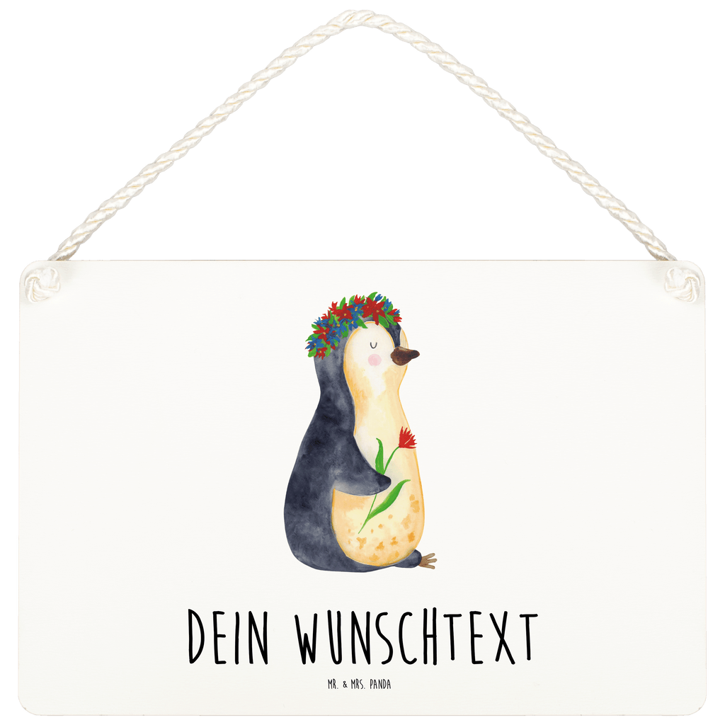 Personalisiertes Deko Schild Pinguin Blumenkranz Dekoschild, Deko Schild, Schild, Tür Schild, Türschild, Holzschild, Wandschild, Wanddeko, Pinguin, Pinguine, Blumenkranz, Universum, Leben, Wünsche, Ziele, Lebensziele, Motivation, Lebenslust, Liebeskummer, Geschenkidee