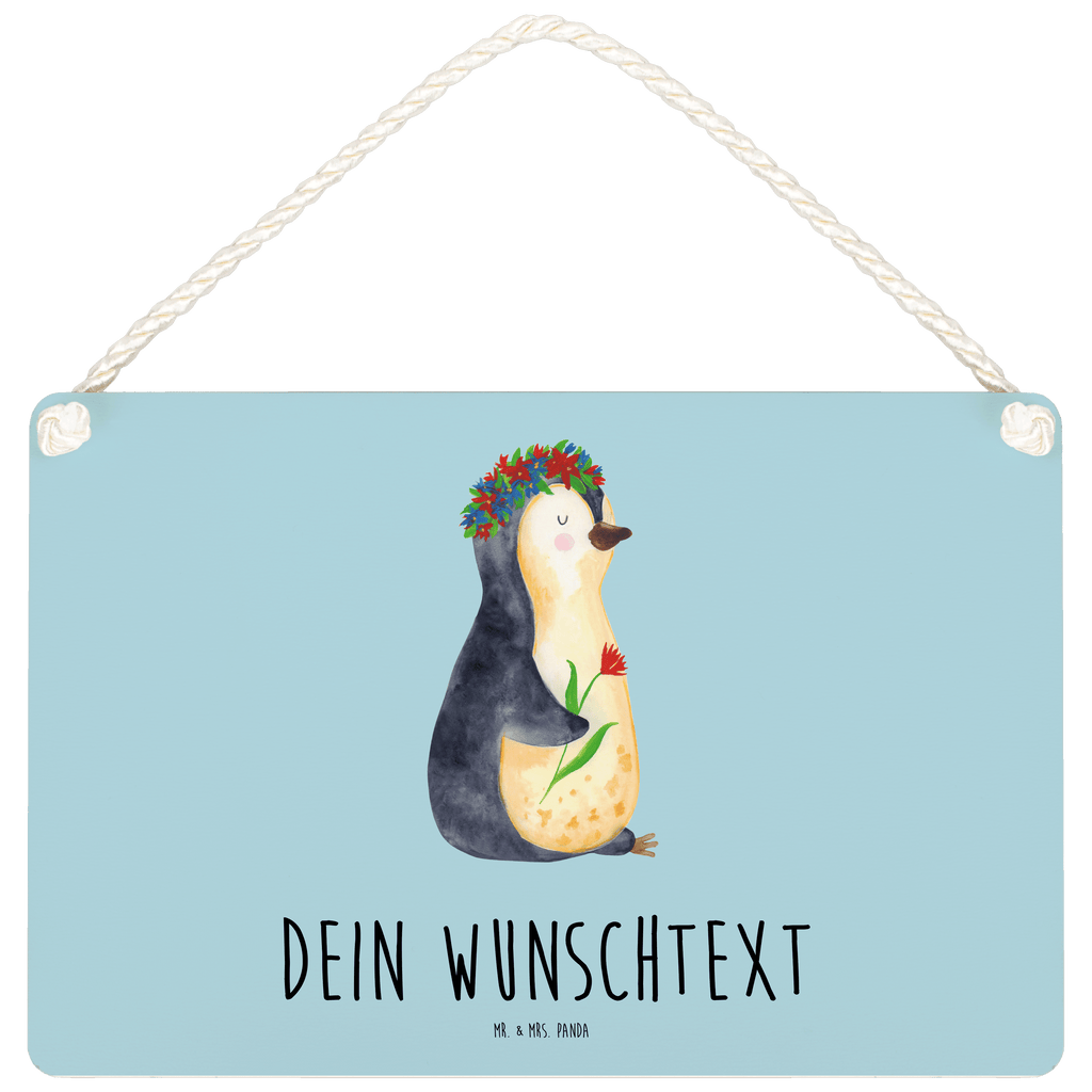 Personalisiertes Deko Schild Pinguin Blumenkranz Dekoschild, Deko Schild, Schild, Tür Schild, Türschild, Holzschild, Wandschild, Wanddeko, Pinguin, Pinguine, Blumenkranz, Universum, Leben, Wünsche, Ziele, Lebensziele, Motivation, Lebenslust, Liebeskummer, Geschenkidee
