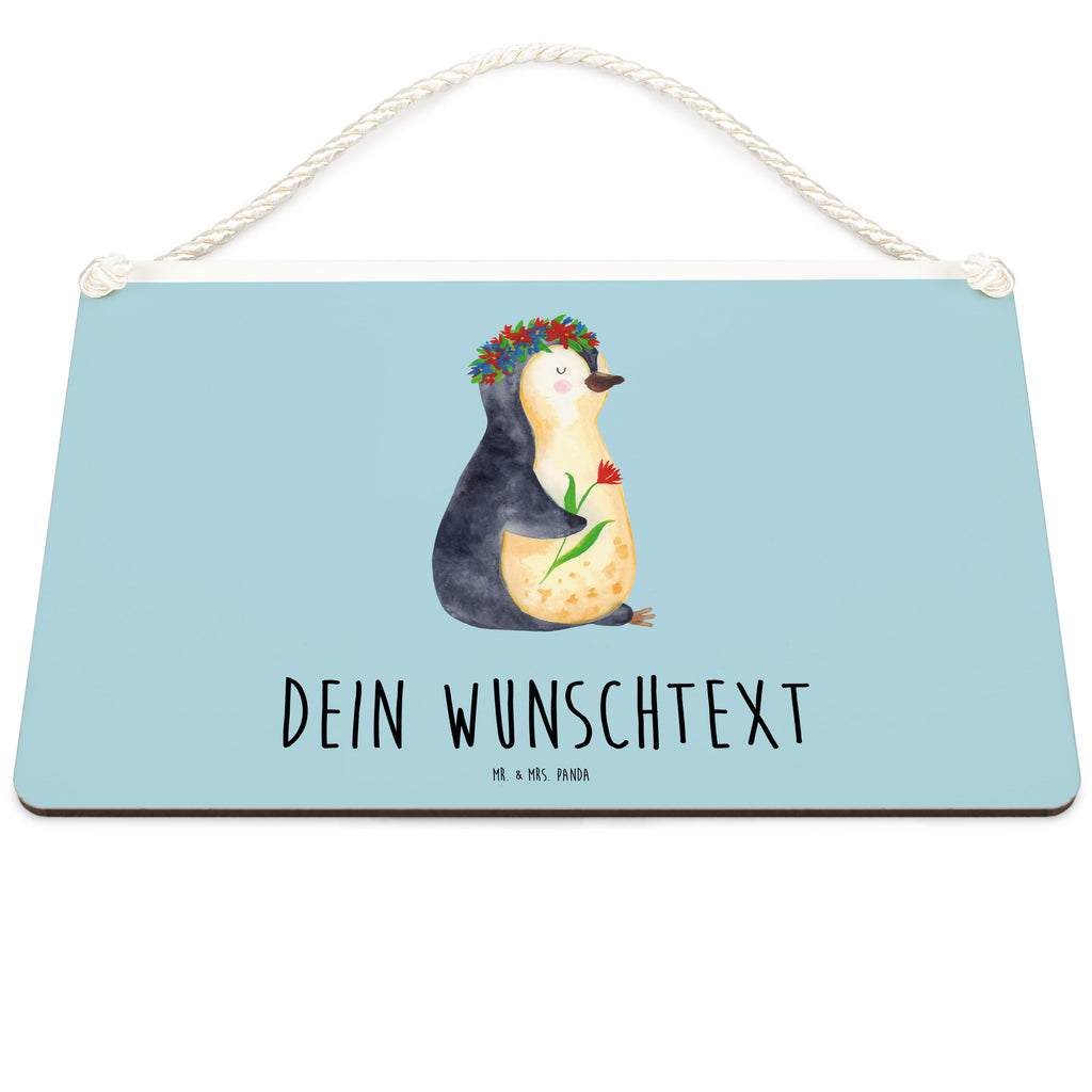 Personalisiertes Deko Schild Pinguin Blumenkranz Dekoschild, Deko Schild, Schild, Tür Schild, Türschild, Holzschild, Wandschild, Wanddeko, Pinguin, Pinguine, Blumenkranz, Universum, Leben, Wünsche, Ziele, Lebensziele, Motivation, Lebenslust, Liebeskummer, Geschenkidee