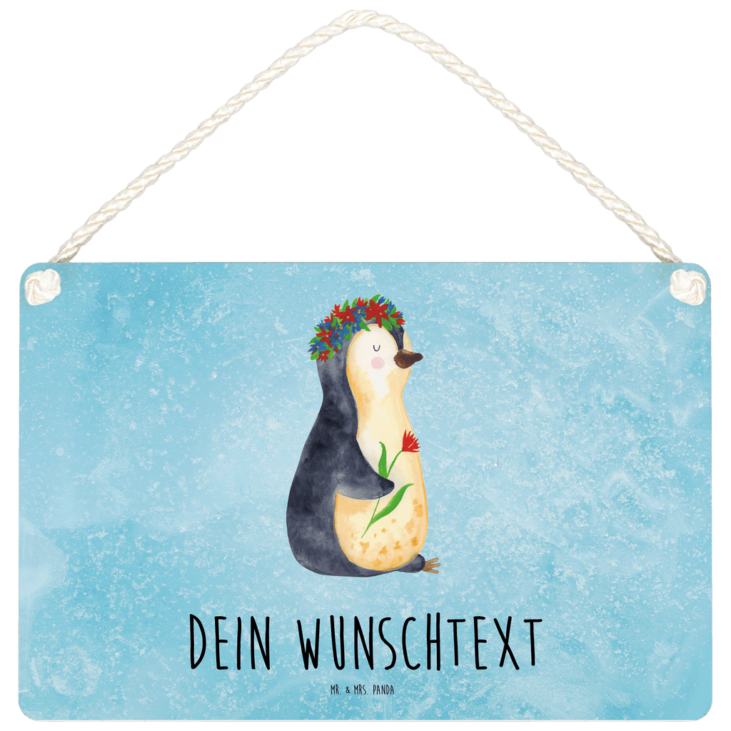 Personalisiertes Deko Schild Pinguin Blumenkranz Dekoschild, Deko Schild, Schild, Tür Schild, Türschild, Holzschild, Wandschild, Wanddeko, Pinguin, Pinguine, Blumenkranz, Universum, Leben, Wünsche, Ziele, Lebensziele, Motivation, Lebenslust, Liebeskummer, Geschenkidee