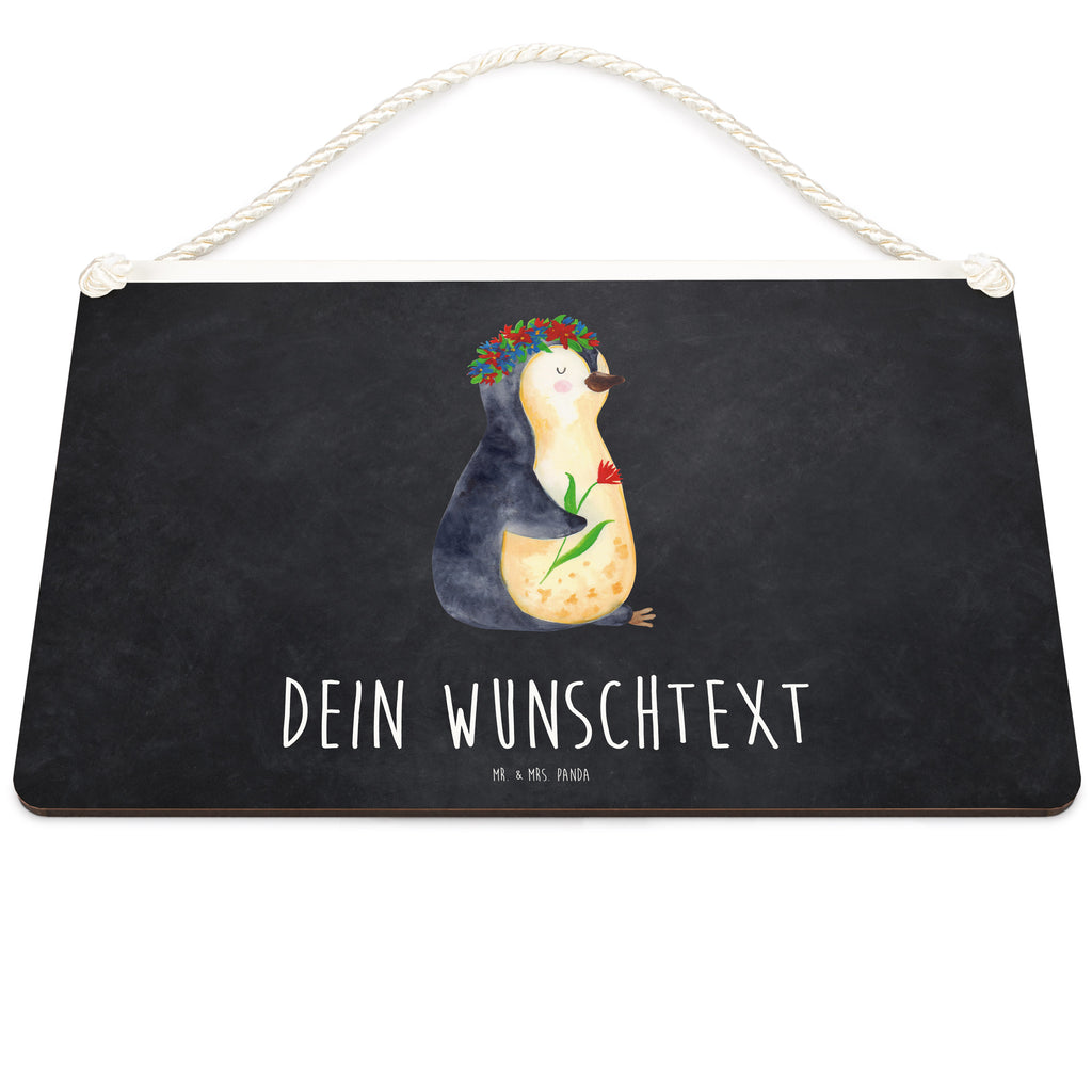 Personalisiertes Deko Schild Pinguin Blumenkranz Dekoschild, Deko Schild, Schild, Tür Schild, Türschild, Holzschild, Wandschild, Wanddeko, Pinguin, Pinguine, Blumenkranz, Universum, Leben, Wünsche, Ziele, Lebensziele, Motivation, Lebenslust, Liebeskummer, Geschenkidee