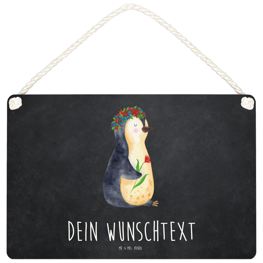 Personalisiertes Deko Schild Pinguin Blumenkranz Dekoschild, Deko Schild, Schild, Tür Schild, Türschild, Holzschild, Wandschild, Wanddeko, Pinguin, Pinguine, Blumenkranz, Universum, Leben, Wünsche, Ziele, Lebensziele, Motivation, Lebenslust, Liebeskummer, Geschenkidee