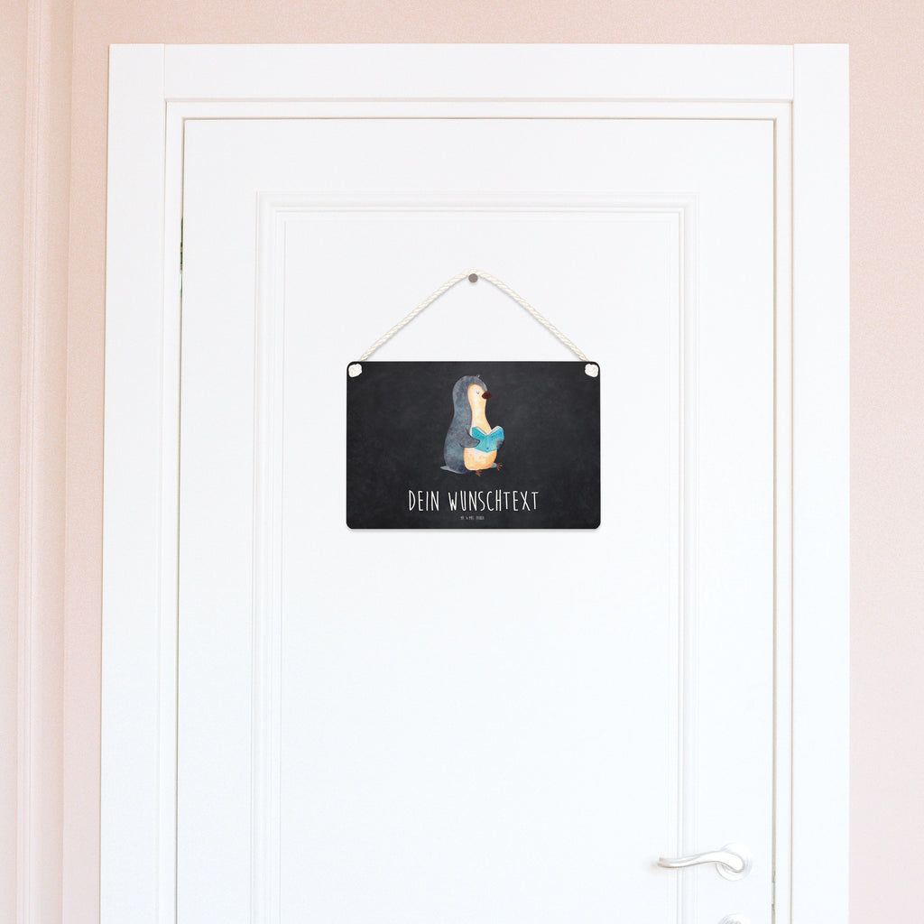 Personalisiertes Deko Schild Pinguin Buch Dekoschild, Deko Schild, Schild, Tür Schild, Türschild, Holzschild, Wandschild, Wanddeko, Pinguin, Pinguine, Buch, Lesen, Bücherwurm, Nichtstun, Faulenzen, Ferien, Urlaub, Freizeit