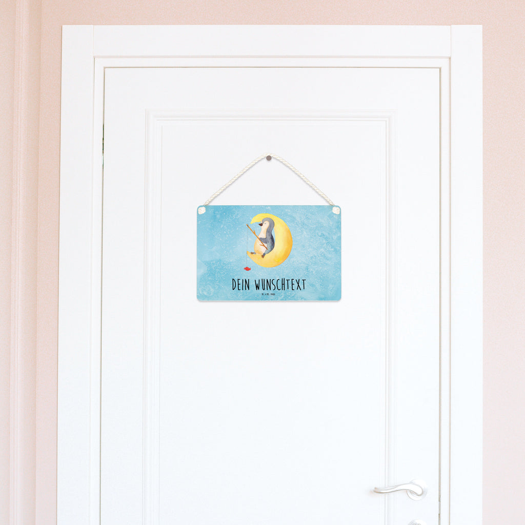 Personalisiertes Deko Schild Pinguin Mond Dekoschild, Deko Schild, Schild, Tür Schild, Türschild, Holzschild, Wandschild, Wanddeko, Pinguin, Pinguine, Spruch, schlafen, Nachtruhe, Einschlafen, Schlafzimmer, Schlafstörungen, Gästezimmer
