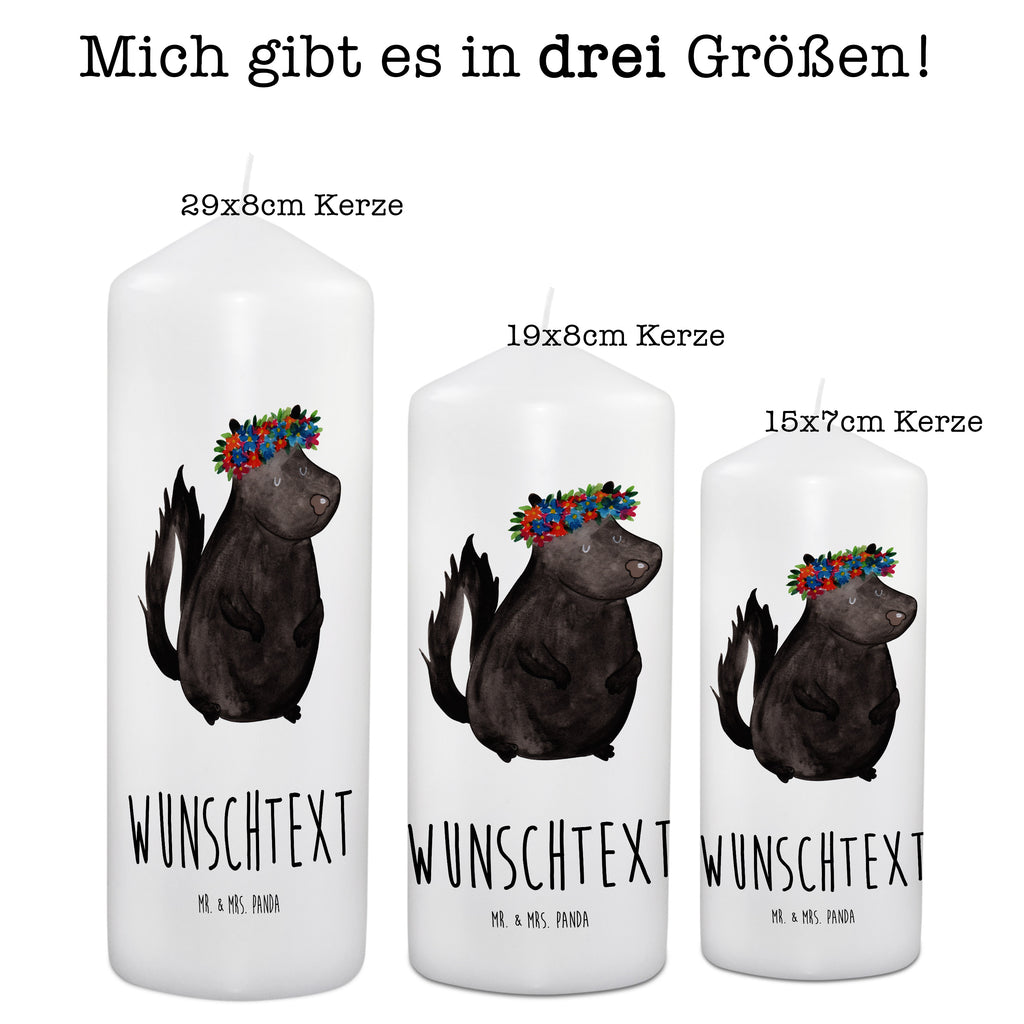Personalisierte Kerze Stinktier Blumenmaedchen Kerze, Taufkerze, Kommunionskerze, Geburtstagskerze, Geschenk Kerze, Taufgeschenk Kerze, Kerze mit Druck, Besondere Kerze, Geschenkidee Kerze, Kerze für Kommunion, Stinktier, Skunk, Wildtier, Raubtier, Stinker, Stinki, Yoga, Namaste, Lebe, Liebe, Lache