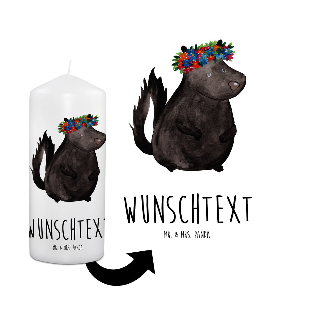 Personalisierte Kerze Stinktier Blumenmaedchen Kerze, Taufkerze, Kommunionskerze, Geburtstagskerze, Geschenk Kerze, Taufgeschenk Kerze, Kerze mit Druck, Besondere Kerze, Geschenkidee Kerze, Kerze für Kommunion, Stinktier, Skunk, Wildtier, Raubtier, Stinker, Stinki, Yoga, Namaste, Lebe, Liebe, Lache