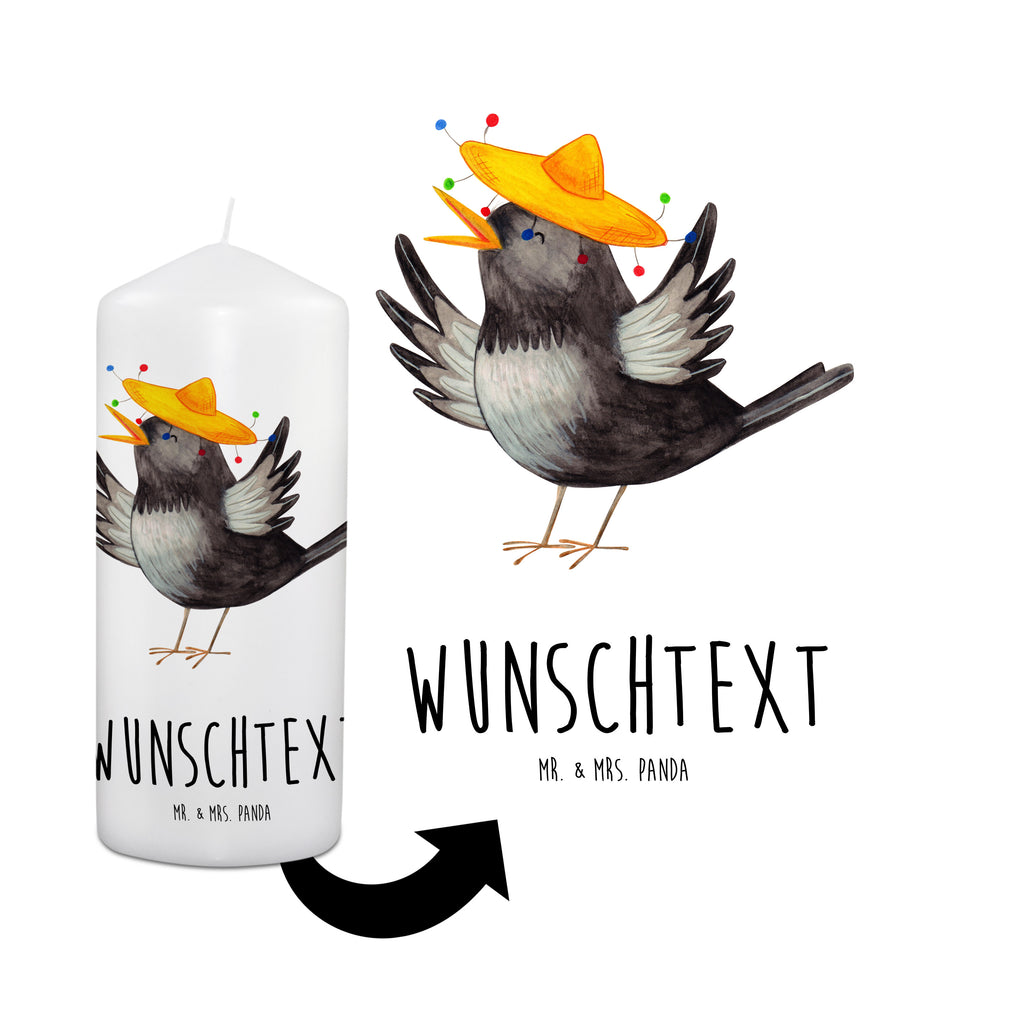 Personalisierte Kerze Rabe mit Sombrero Kerze, Taufkerze, Kommunionskerze, Geburtstagskerze, Geschenk Kerze, Taufgeschenk Kerze, Kerze mit Druck, Besondere Kerze, Geschenkidee Kerze, Kerze für Kommunion, süße Tiermotive, gute Laune, lustige Sprüche, Tiere, Rabe, Vogel, Vögel, Spruch positiv, fröhlich sein, glücklich sein, Glück Spruch, froh, Elster, Motivation