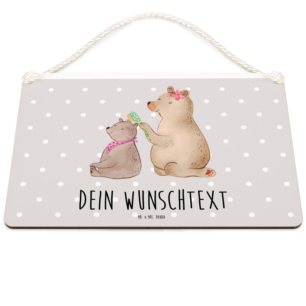 Personalisiertes Deko Schild Bär mit Kind Dekoschild, Deko Schild, Schild, Tür Schild, Türschild, Holzschild, Wandschild, Wanddeko, Familie, Vatertag, Muttertag, Bruder, Schwester, Mama, Papa, Oma, Opa, Geschenk, Mutti, Mutter