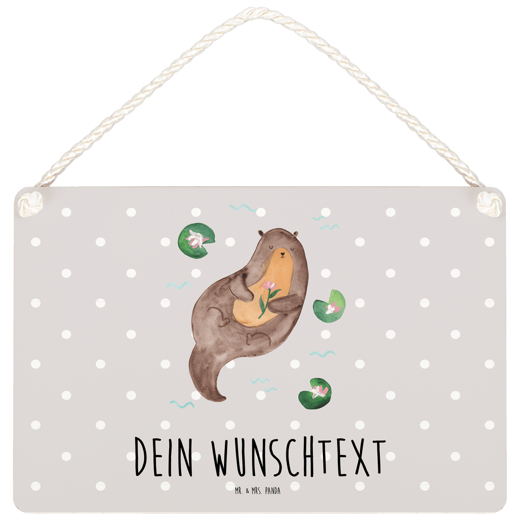 Personalisiertes Deko Schild Otter mit Seerose Dekoschild, Deko Schild, Schild, Tür Schild, Türschild, Holzschild, Wandschild, Wanddeko, Otter, Fischotter, Seeotter, Otter Seeotter See Otter