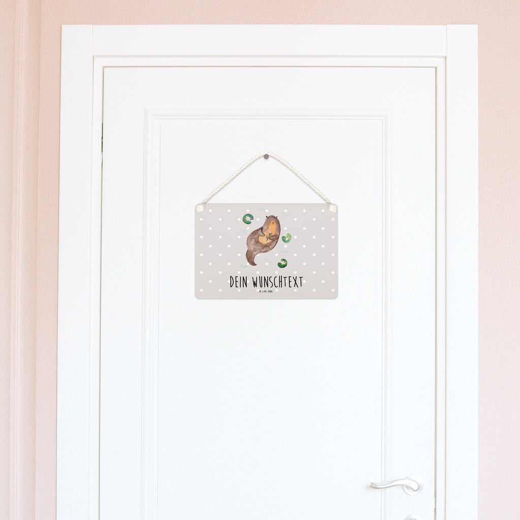 Personalisiertes Deko Schild Otter mit Seerose Dekoschild, Deko Schild, Schild, Tür Schild, Türschild, Holzschild, Wandschild, Wanddeko, Otter, Fischotter, Seeotter, Otter Seeotter See Otter