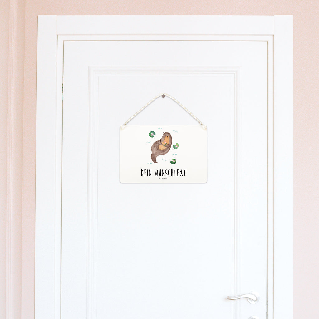 Personalisiertes Deko Schild Otter mit Seerose Dekoschild, Deko Schild, Schild, Tür Schild, Türschild, Holzschild, Wandschild, Wanddeko, Otter, Fischotter, Seeotter, Otter Seeotter See Otter