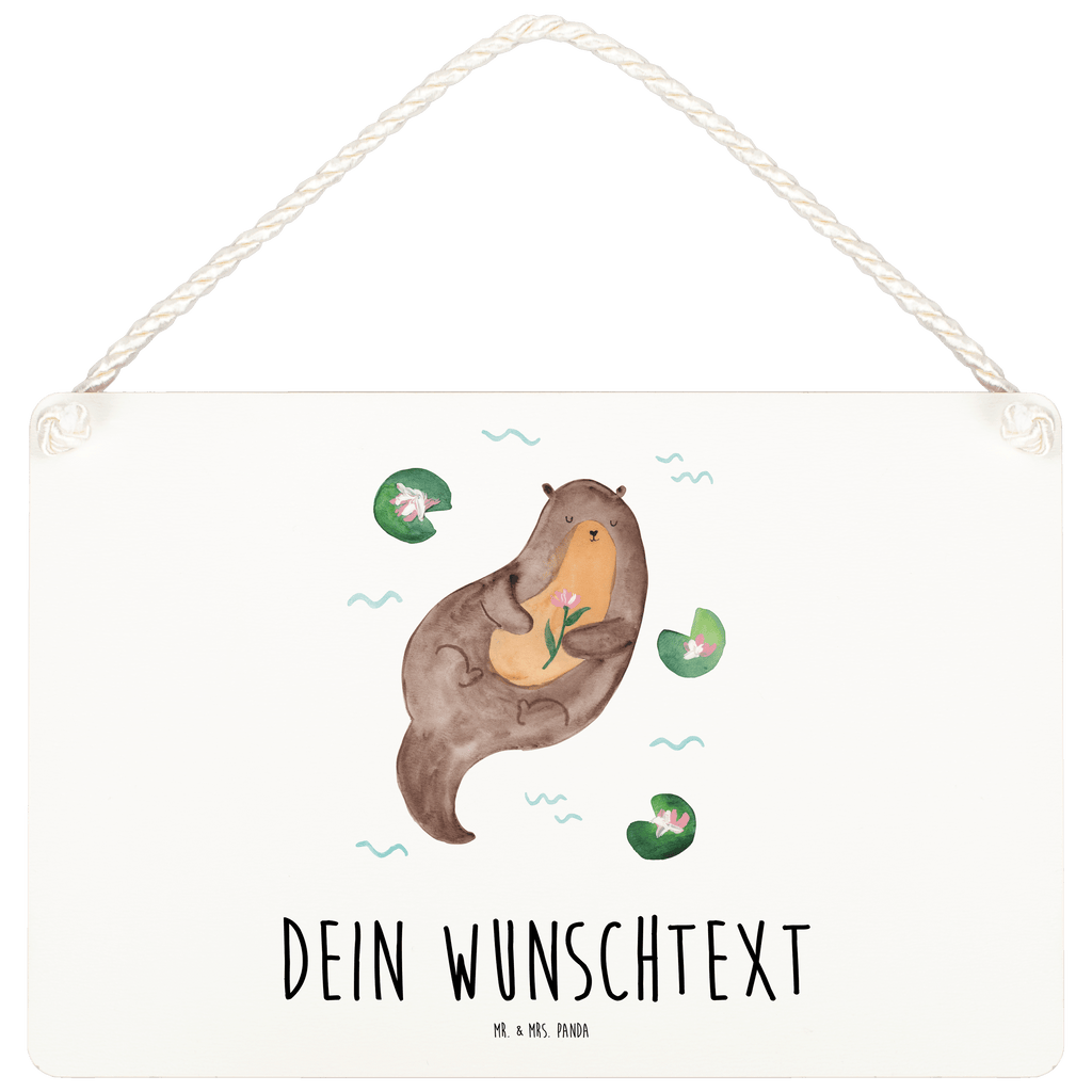 Personalisiertes Deko Schild Otter mit Seerose Dekoschild, Deko Schild, Schild, Tür Schild, Türschild, Holzschild, Wandschild, Wanddeko, Otter, Fischotter, Seeotter, Otter Seeotter See Otter