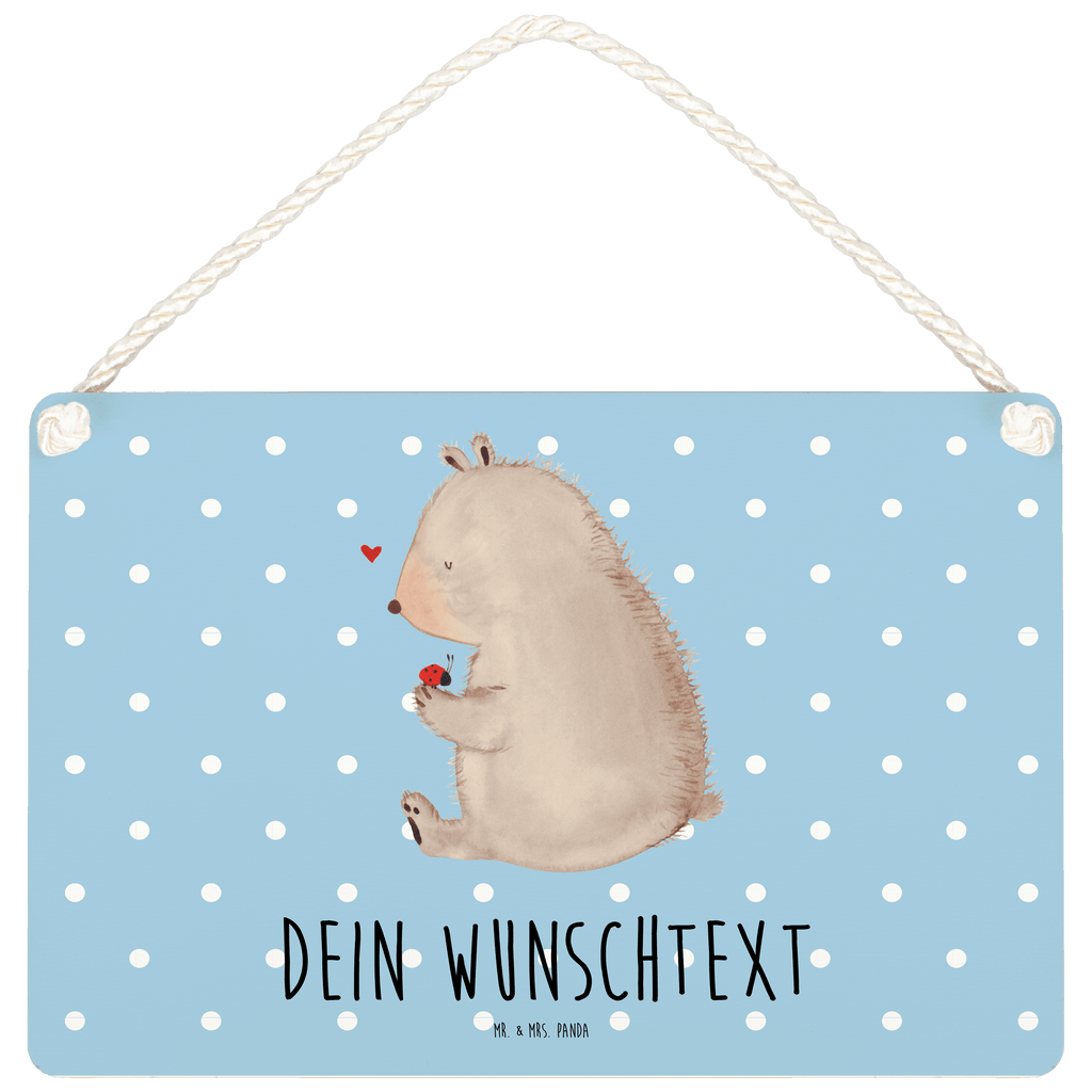 Personalisiertes Deko Schild Bär mit Marienkäfer Dekoschild, Deko Schild, Schild, Tür Schild, Türschild, Holzschild, Wandschild, Wanddeko, Bär, Teddy, Teddybär, Marienkäfer, Liebe, Freiheit, Motivation, Das Leben ist schön