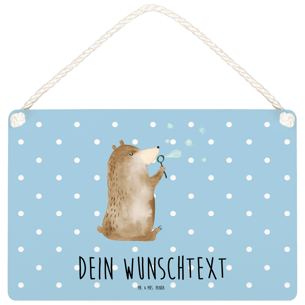 Personalisiertes Deko Schild Bär Seifenblasen Dekoschild, Deko Schild, Schild, Tür Schild, Türschild, Holzschild, Wandschild, Wanddeko, Bär, Teddy, Teddybär, Seifenblasen Bär Lustig Sein Glücklich Traurig Happy