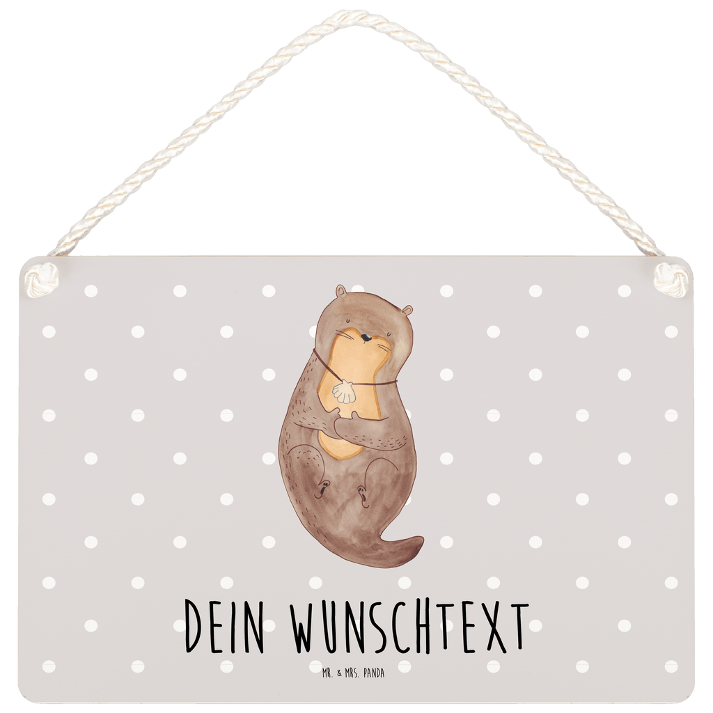 Personalisiertes Deko Schild Otter mit Muschelmedaillon Dekoschild, Deko Schild, Schild, Tür Schild, Türschild, Holzschild, Wandschild, Wanddeko, Otter, Fischotter, Seeotter, Otterliebe, grübeln, träumen, Motivation, Tagträumen, Büro