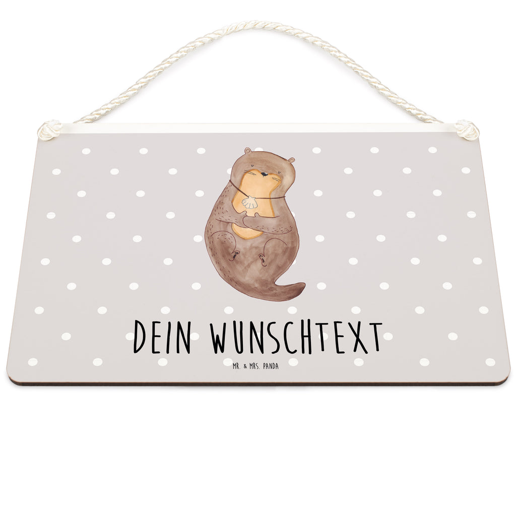 Personalisiertes Deko Schild Otter mit Muschelmedaillon Dekoschild, Deko Schild, Schild, Tür Schild, Türschild, Holzschild, Wandschild, Wanddeko, Otter, Fischotter, Seeotter, Otterliebe, grübeln, träumen, Motivation, Tagträumen, Büro