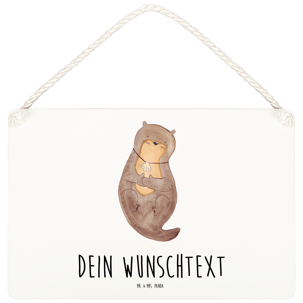 Personalisiertes Deko Schild Otter mit Muschelmedaillon Dekoschild, Deko Schild, Schild, Tür Schild, Türschild, Holzschild, Wandschild, Wanddeko, Otter, Fischotter, Seeotter, Otterliebe, grübeln, träumen, Motivation, Tagträumen, Büro
