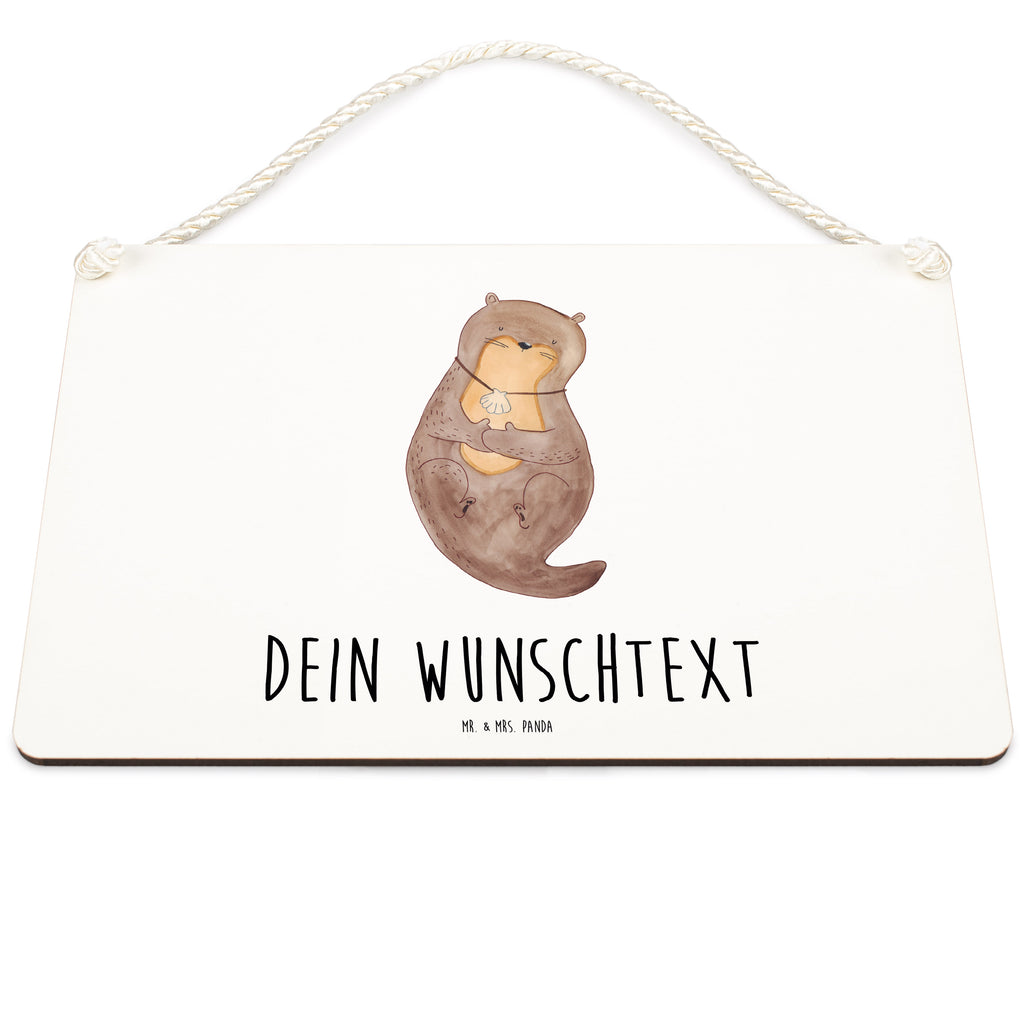 Personalisiertes Deko Schild Otter mit Muschelmedaillon Dekoschild, Deko Schild, Schild, Tür Schild, Türschild, Holzschild, Wandschild, Wanddeko, Otter, Fischotter, Seeotter, Otterliebe, grübeln, träumen, Motivation, Tagträumen, Büro