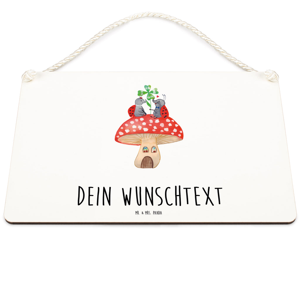 Personalisiertes Deko Schild Marienkäfer Paar Fliegenpilz Dekoschild, Deko Schild, Schild, Tür Schild, Türschild, Holzschild, Wandschild, Wanddeko, Tiermotive, Gute Laune, lustige Sprüche, Tiere, Haus, Wohnung, zuhause, Fliegenpilz, Marienkäfer, Fleigenpilzhaus
