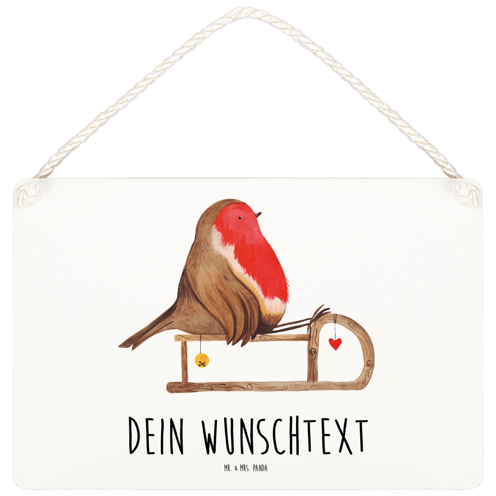 Personalisiertes Deko Schild Rotkehlchen Schlitten Dekoschild, Deko Schild, Schild, Tür Schild, Türschild, Holzschild, Wandschild, Wanddeko, Winter, Weihnachten, Weihnachtsdeko, Nikolaus, Advent, Heiligabend, Wintermotiv, Schlitten, Vogel