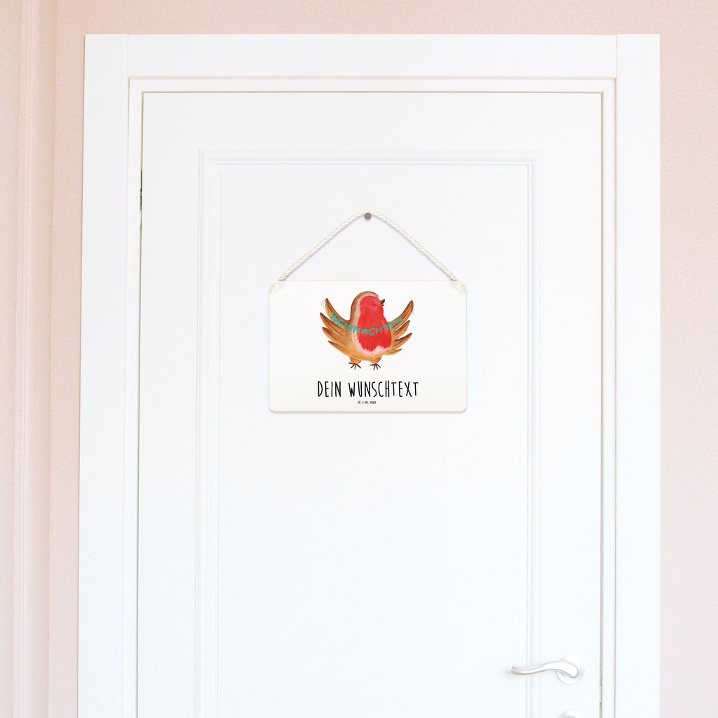 Personalisiertes Deko Schild Rotkehlchen Weihnachten Dekoschild, Deko Schild, Schild, Tür Schild, Türschild, Holzschild, Wandschild, Wanddeko, Winter, Weihnachten, Weihnachtsdeko, Nikolaus, Advent, Heiligabend, Wintermotiv, Frohe Weihnachten, Weihnachtsmotiv, Weihnachtsgruß, Vogel, xmas