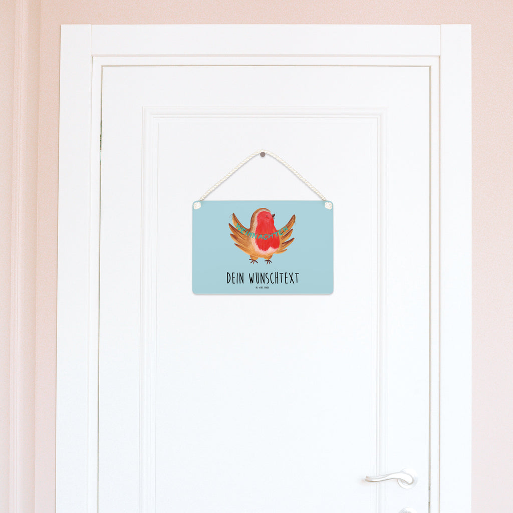 Personalisiertes Deko Schild Rotkehlchen Weihnachten Dekoschild, Deko Schild, Schild, Tür Schild, Türschild, Holzschild, Wandschild, Wanddeko, Winter, Weihnachten, Weihnachtsdeko, Nikolaus, Advent, Heiligabend, Wintermotiv, Frohe Weihnachten, Weihnachtsmotiv, Weihnachtsgruß, Vogel, xmas