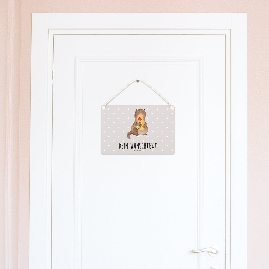 Personalisiertes Deko Schild Otter Blumenstrauß Dekoschild, Deko Schild, Schild, Tür Schild, Türschild, Holzschild, Wandschild, Wanddeko, Otter, Fischotter, Seeotter, Otter Seeotter See Otter