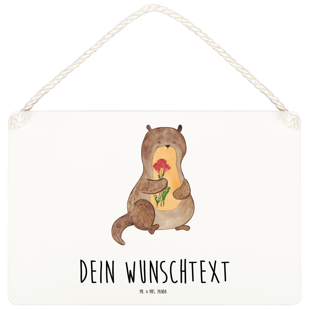 Personalisiertes Deko Schild Otter Blumenstrauß Dekoschild, Deko Schild, Schild, Tür Schild, Türschild, Holzschild, Wandschild, Wanddeko, Otter, Fischotter, Seeotter, Otter Seeotter See Otter