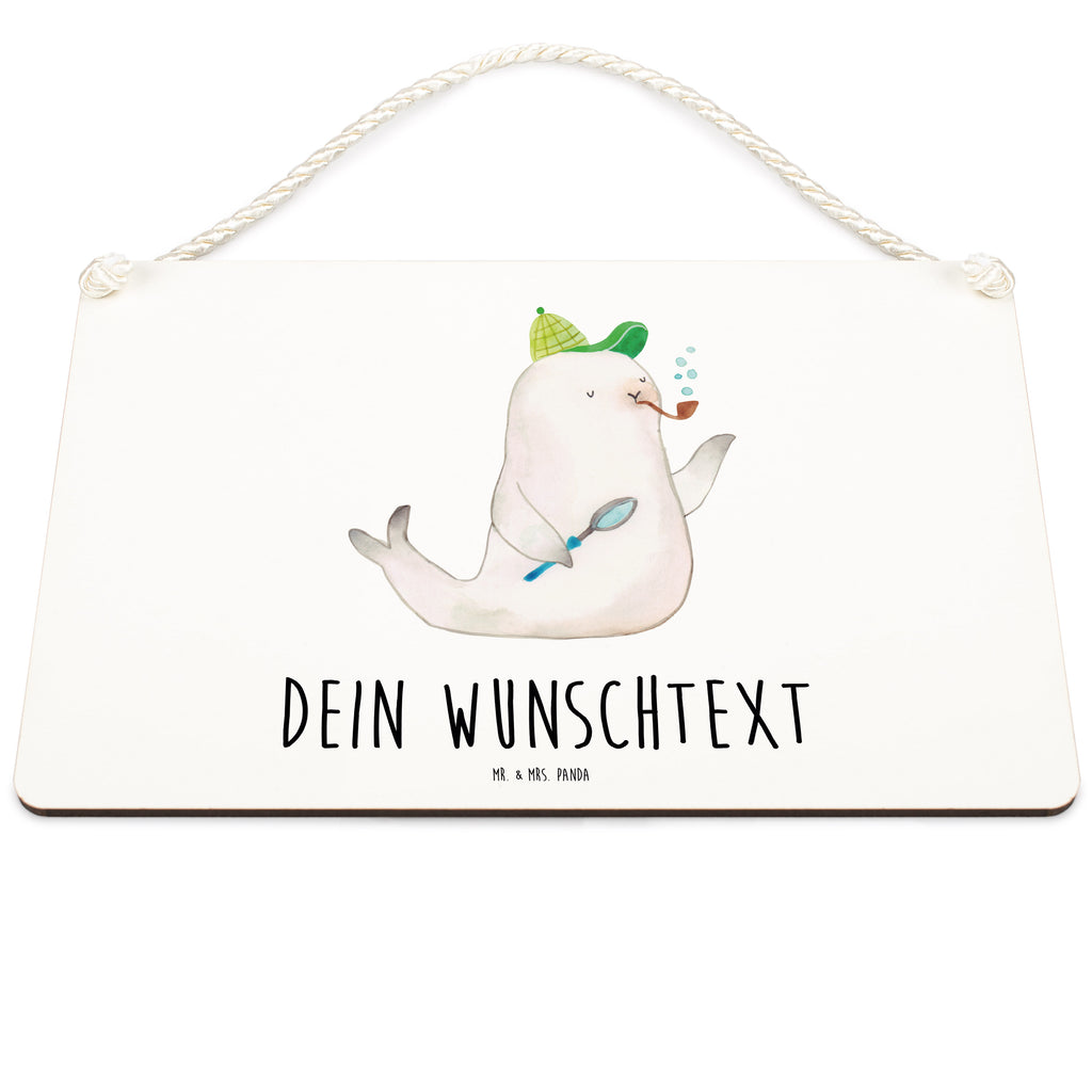 Personalisiertes Deko Schild Robbe Sherlock Dekoschild, Deko Schild, Schild, Tür Schild, Türschild, Holzschild, Wandschild, Wanddeko, süße Tiermotive, gute Laune, lustige Sprüche, Tiere