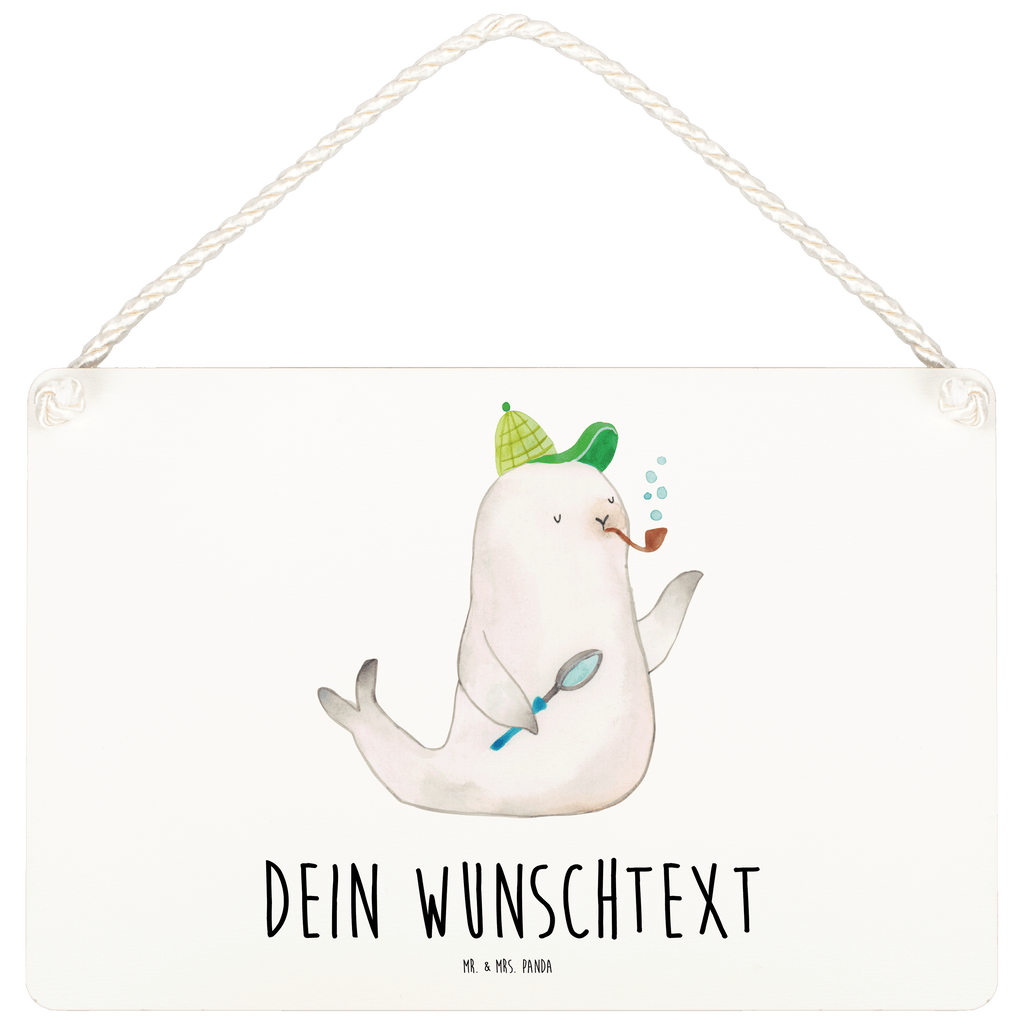Personalisiertes Deko Schild Robbe Sherlock Dekoschild, Deko Schild, Schild, Tür Schild, Türschild, Holzschild, Wandschild, Wanddeko, süße Tiermotive, gute Laune, lustige Sprüche, Tiere