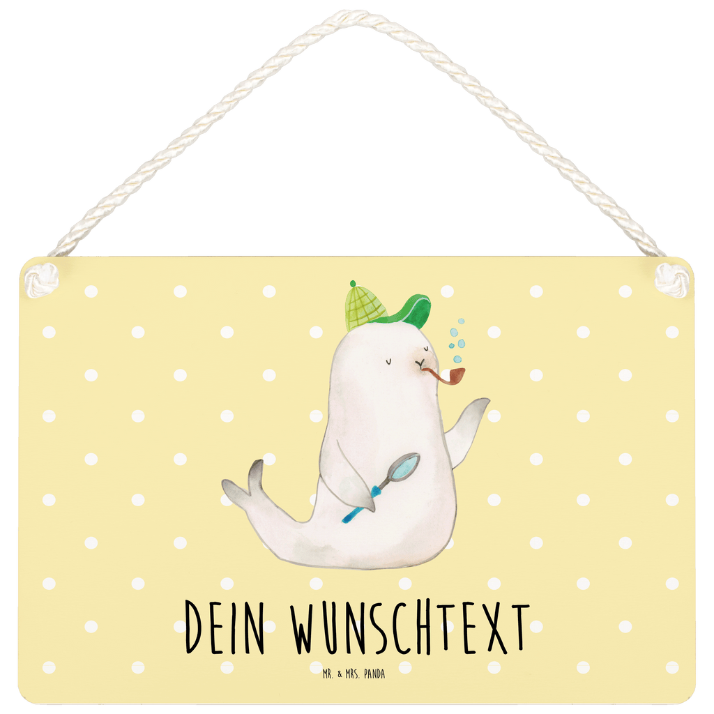 Personalisiertes Deko Schild Robbe Sherlock Dekoschild, Deko Schild, Schild, Tür Schild, Türschild, Holzschild, Wandschild, Wanddeko, süße Tiermotive, gute Laune, lustige Sprüche, Tiere