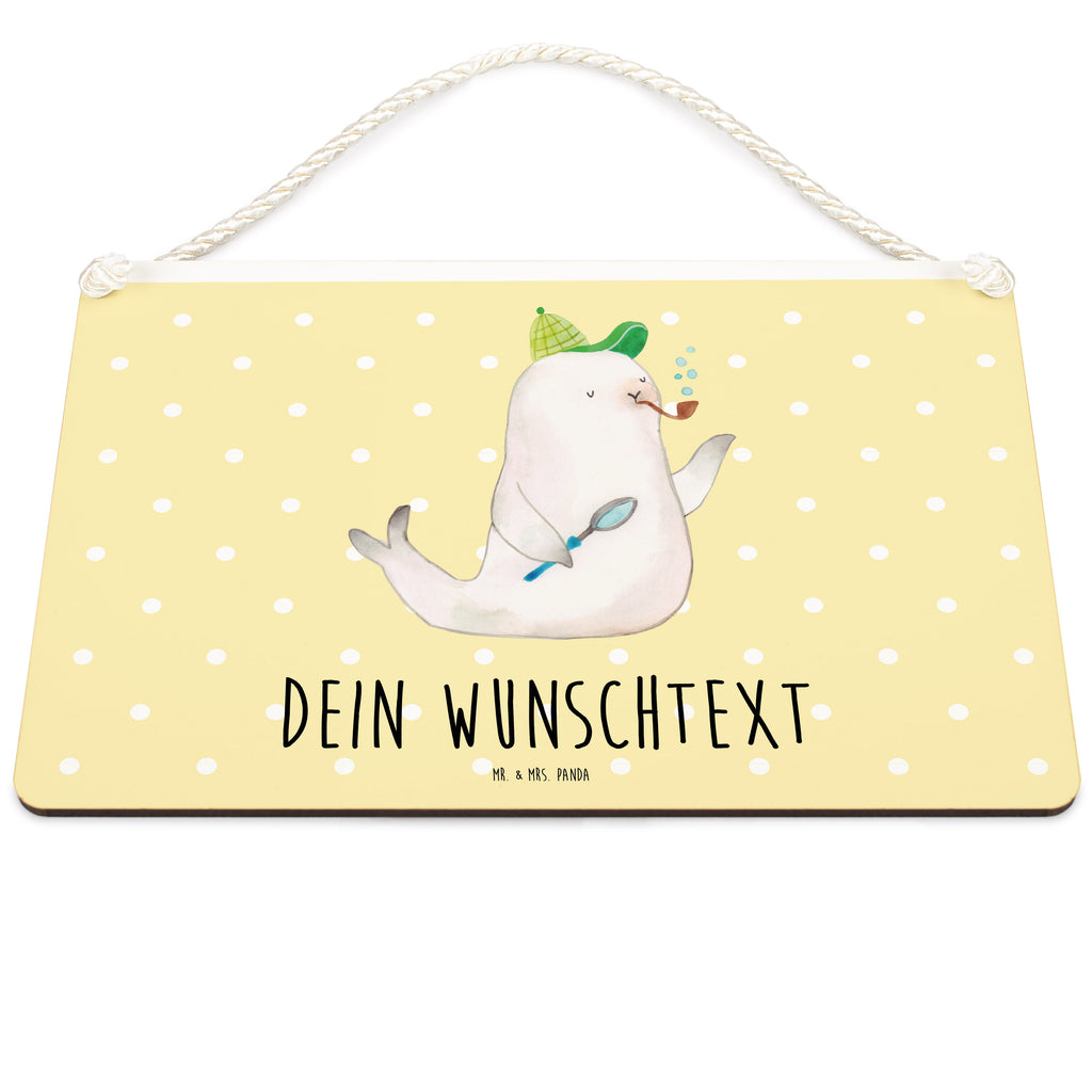 Personalisiertes Deko Schild Robbe Sherlock Dekoschild, Deko Schild, Schild, Tür Schild, Türschild, Holzschild, Wandschild, Wanddeko, süße Tiermotive, gute Laune, lustige Sprüche, Tiere