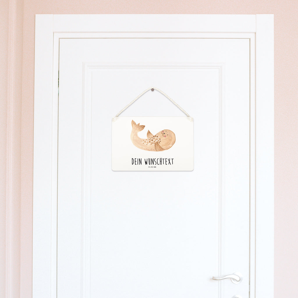Personalisiertes Deko Schild Robbe liegend Dekoschild, Deko Schild, Schild, Tür Schild, Türschild, Holzschild, Wandschild, Wanddeko, süße Tiermotive, gute Laune, lustige Sprüche, Tiere, Robbe, Robben, Seehund, Strand, Meerestier, Ostsee, Nordsee, Lachen, Freude