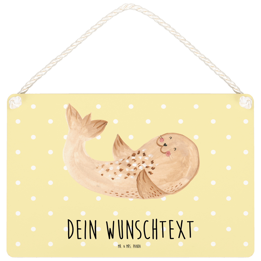 Personalisiertes Deko Schild Robbe liegend Dekoschild, Deko Schild, Schild, Tür Schild, Türschild, Holzschild, Wandschild, Wanddeko, süße Tiermotive, gute Laune, lustige Sprüche, Tiere, Robbe, Robben, Seehund, Strand, Meerestier, Ostsee, Nordsee, Lachen, Freude