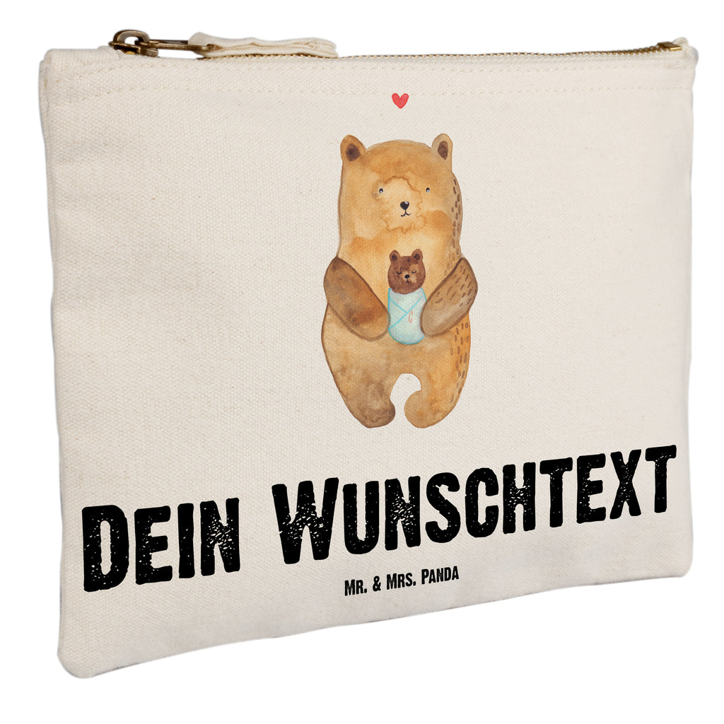 Personalisierte Schminktasche Bär mit Baby Personalisierte Schminktasche, Personalisierte Kosmetiktasche, Personalisierter Kosmetikbeutel, Personalisiertes Stiftemäppchen, Personalisiertes Etui, Personalisierte Federmappe, Personalisierte Makeup Bag, Personalisiertes Schminketui, Personalisiertes Kosmetiketui, Personalisiertes Schlamperetui, Schminktasche mit Namen, Kosmetiktasche mit Namen, Kosmetikbeutel mit Namen, Stiftemäppchen mit Namen, Etui mit Namen, Federmappe mit Namen, Makeup Bg  mit Namen, Schminketui mit Namen, Kosmetiketui mit Namen, Schlamperetui mit Namen, Schminktasche personalisieren, Schminktasche bedrucken, Schminktasche selbst gestalten, Bär, Teddy, Teddybär, Eltern, Mutter, Baby, Taufe, Geburt, Nichte, Neffe, Enkel, Enkelin, Täufling, Geburtstag, Glückwunsch