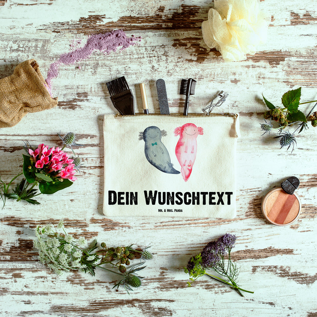 Personalisierte Schminktasche Axolotl Axel+Lotte Personalisierte Schminktasche, Personalisierte Kosmetiktasche, Personalisierter Kosmetikbeutel, Personalisiertes Stiftemäppchen, Personalisiertes Etui, Personalisierte Federmappe, Personalisierte Makeup Bag, Personalisiertes Schminketui, Personalisiertes Kosmetiketui, Personalisiertes Schlamperetui, Schminktasche mit Namen, Kosmetiktasche mit Namen, Kosmetikbeutel mit Namen, Stiftemäppchen mit Namen, Etui mit Namen, Federmappe mit Namen, Makeup Bg  mit Namen, Schminketui mit Namen, Kosmetiketui mit Namen, Schlamperetui mit Namen, Schminktasche personalisieren, Schminktasche bedrucken, Schminktasche selbst gestalten, Axolotl, Molch, Axolot, Schwanzlurch, Lurch, Lurche, Liebe, große Liebe, Liebesbeweis, Freund, Verlobter, Ehemann, Jahrestag, Valentinstag